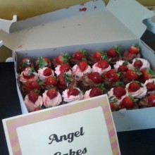 Chocolate and strawberry cupcakes provided by Angel Cakes